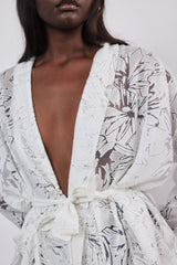 🍰 Spring 2026 - Mirabel Kimono 👘 - White- Sheer burnout floral fabric 🤍