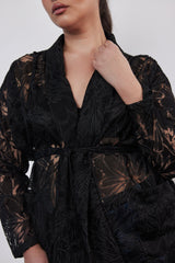 🍰 Spring 2026 - Mirabel Kimono 👘 - Black- Sheer burnout floral fabric 🖤