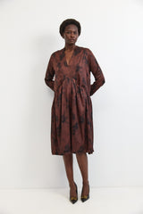 🧦Winter 2025/2026 - V dress - Brown Satin 🍂🤎