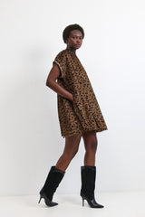 Solar eclipse dress 🌖 - Black and White - Brown leo hairy and wild- *NEW*