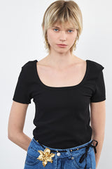 ⛵️Spring / Summer 2025 - Ester - Short T Shirt - Midnight - This item has a manufacturing defect — the fit is significantly smaller than labeled. We recommend it only for very petite sizes.