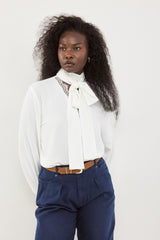 🧦 Autumn/Winter 2025/2026 - Muse blouse- White Boudoir Scarf Blouse