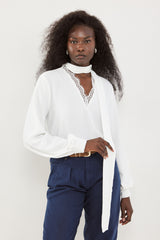 🧦 Autumn/Winter 2025/2026 - Muse blouse- White Boudoir Scarf Blouse