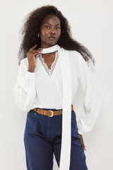 🧦 Autumn/Winter 2025/2026 - Muse blouse- White Boudoir Scarf Blouse