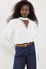 🧦 Autumn/Winter 2025/2026 - Muse blouse- White Boudoir Scarf Blouse