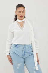 🧦 Autumn/Winter 2025/2026 - Muse blouse- White Boudoir Scarf Blouse