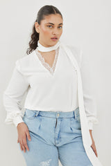 🧦 Autumn/Winter 2025/2026 - Muse blouse- White Boudoir Scarf Blouse