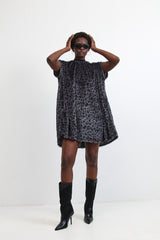 Solar eclipse dress 🌖 - Black and White - Grey leo hairy and wild- *NEW*