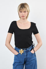 ⛵️Spring / Summer 2025 - Ester - Short T Shirt - Midnight - This item has a manufacturing defect — the fit is significantly smaller than labeled. We recommend it only for very petite sizes.