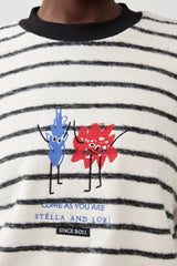 🧦Autumn/Winter 2025/2026- The Lot Sweatshirt - furry friends (Black and White) Blue and Red embroidery