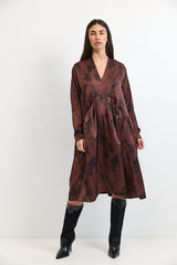 🧦Winter 2025/2026 - V dress - Brown Satin 🍂🤎