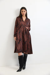 🧦Winter 2025/2026 - V dress - Brown Satin 🍂🤎