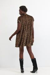 Solar eclipse dress 🌖 - Black and White - Brown leo hairy and wild- *NEW*