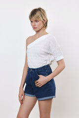 ⛵️Spring/Summer 2025 - Theo - one shoulder- asymmetric T-Shirt- Vanilla 🍦