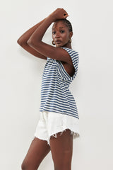 🍰 SUMMER 2026 - Henrietta V Tank - 50 shades of Blue **No ribbed hem**