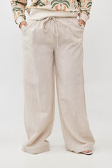 🧦 Autumn/Winter 2025/2026 - Bon Voyage wide leg pants- Oatmeal Stripes