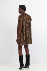 Solar eclipse dress 🌖 - Black and White - Brown leo hairy and wild- *NEW*