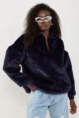 🧦 The Jacob Sweatshirt - Fake fur - Navy-thing is Possible
