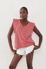 🍰 SUMMER 2026 - Henrietta V Tank - Fire Red **No ribbed hem**