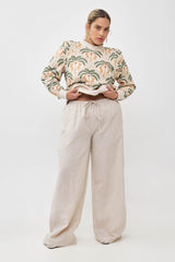 🧦 Autumn/Winter 2025/2026 - Bon Voyage wide leg pants- Oatmeal Stripes