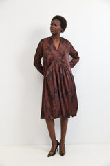 🧦Winter 2025/2026 - V dress - Brown Satin 🍂🤎