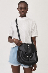 Mini Bencku- Smooth Black Leather Hobo Handbag- Black is always a good idea