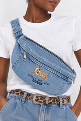 We ❤️ Denim- Denim Embroidered Belt Bag