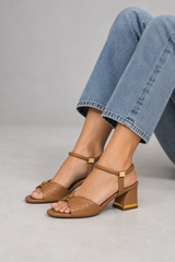 ๐ Autumn/Winter 2026/27 - The Italian Edit ๐ฎ๐น- ๐๐ปSAMPLE๐๐ป -Leather Embossed Heel Sandals- Size 37
