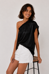 đ° SUMMER 2026 - Phili - one shoulder -One Shoulder top- Black satin