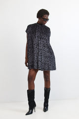Solar eclipse dress 🌖 - Black and White - Grey leo hairy and wild- *NEW*