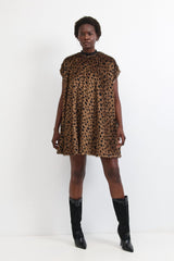 Solar eclipse dress 🌖 - Black and White - Brown leo hairy and wild- *NEW*
