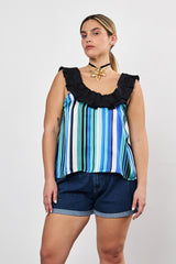 ⛵️Spring/Summer 2025 - Helena- Ruffle-Trim Sleeveless Top- Sail away 🐠