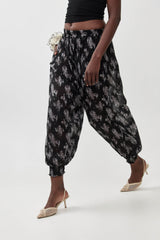 🧦 Autumn/Winter 2025/2026 - Balloon Harem Pants- Black sheer with flowers