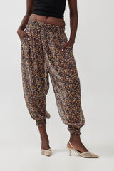 🧦 Autumn/Winter 2025/2026 - Balloon Harem Pants- Black sheer with Colorful flowers