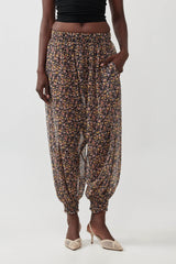 🧦 Autumn/Winter 2025/2026 - Balloon Harem Pants- Black sheer with Colorful flowers