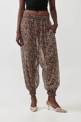 🧦 Autumn/Winter 2025/2026 - Balloon Harem Pants- Black sheer with Colorful flowers