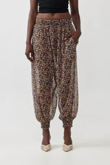 🧦 Autumn/Winter 2025/2026 - Balloon Harem Pants- Black sheer with Colorful flowers