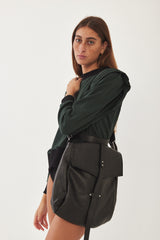 Mini Bencku- Smooth Black Leather Hobo Handbag- Black is always a good idea
