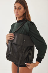 Mini Bencku- Smooth Black Leather Hobo Handbag- Black is always a good idea
