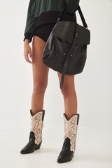 Mini Bencku- Smooth Black Leather Hobo Handbag- Black is always a good idea