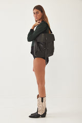 Mini Bencku- Smooth Black Leather Hobo Handbag- Black is always a good idea