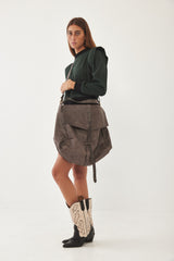 Grey Leather Handbag