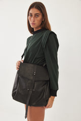 Mini Bencku- Smooth Black Leather Hobo Handbag- Black is always a good idea