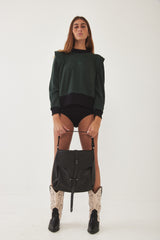 Mini Bencku- Smooth Black Leather Hobo Handbag- Black is always a good idea