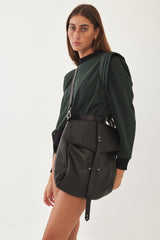 Mini Bencku- Smooth Black Leather Hobo Handbag- Black is always a good idea