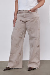 🍰 SPRING 2026 -  The American Uncle 🇺🇸 - Raw denim  -Dusty Pink- stars texture