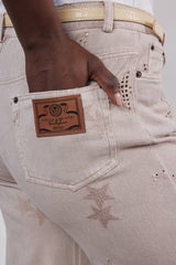 🍰 SPRING 2026 -  The American Uncle 🇺🇸 - Raw denim  -Dusty Pink- stars texture