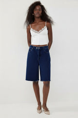 🍰 Spring 2026 - Now denim  - Raw Edge Bermuda- Dark Blue