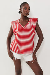 🍰 SUMMER 2026 -  Henrietta V Tank - Fire Red ‬ **No ribbed hem**
