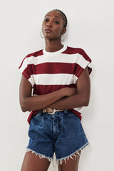 🍰 Summer 2026 - Adam and Eve   T shirt - Wide stripes in Burgundy